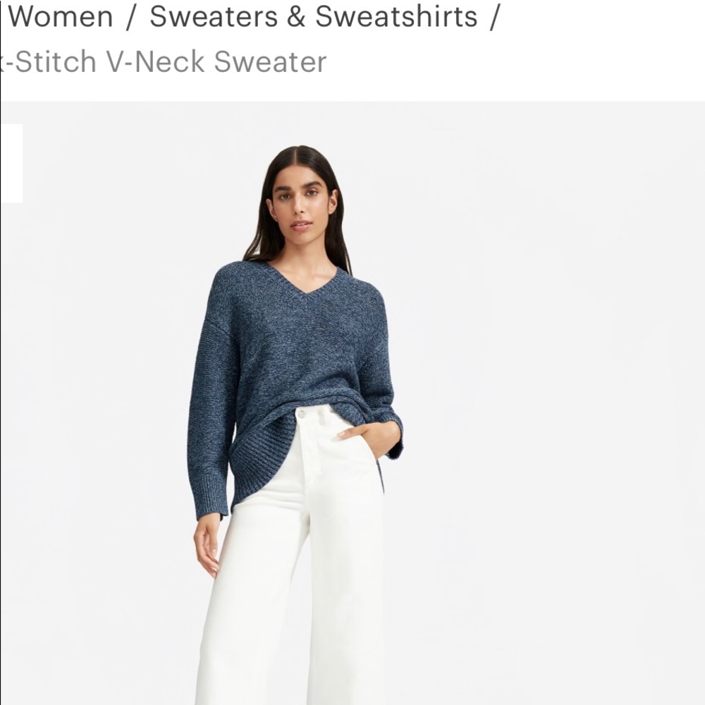 New 100% Cotton Oversized Link stitch V-neck sweater
